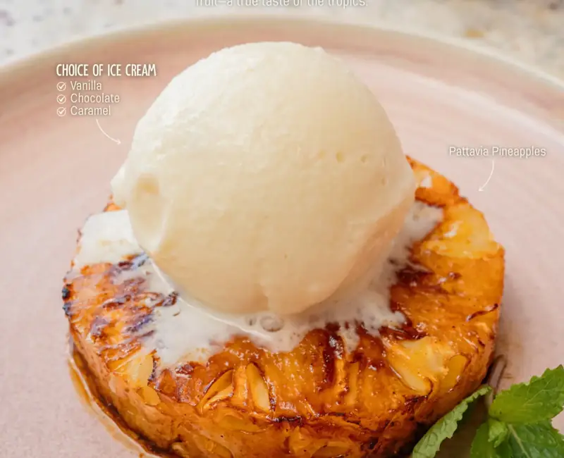 Grilled Pineapple Ice Cream at JUZE Koh Samui